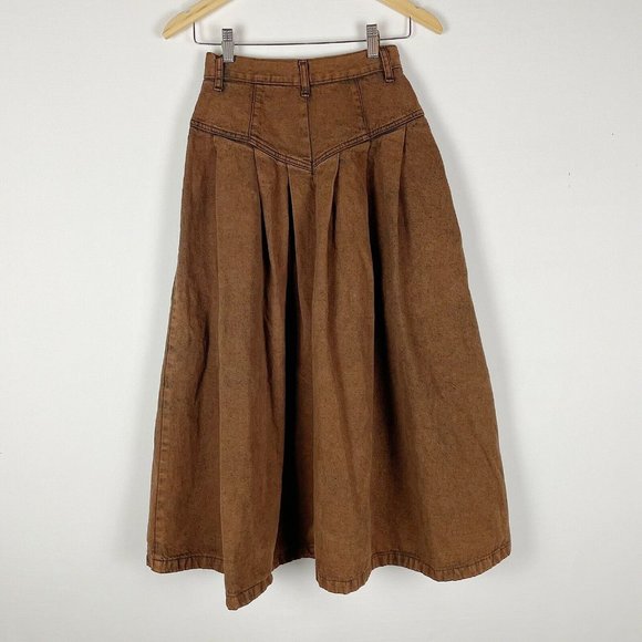 Vintage Sundance Brown Denim High Waist Skirt - Picture 3 of 8